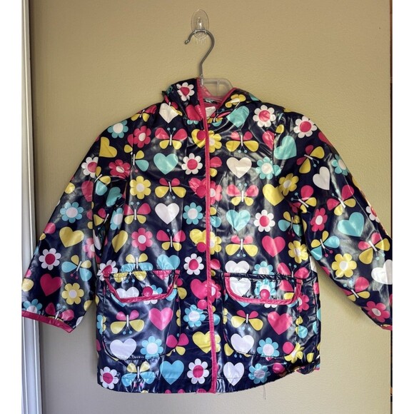 Carter's Other - CARTER'S Toddler Girls Med 5/6 Lightweight Striped Hooded Rain Jacket W/pockets